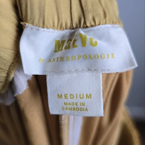 Anthropologie, New, Maeve Anastacia Gold Wide Leg Velvet Pants, Size Medium - Picture 9 of 12